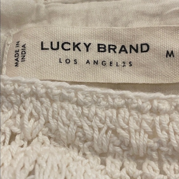 Lucky Brand M Ivory Crochet Wide Leg Jumpsuit Boho Summer - Picture 7 of 10